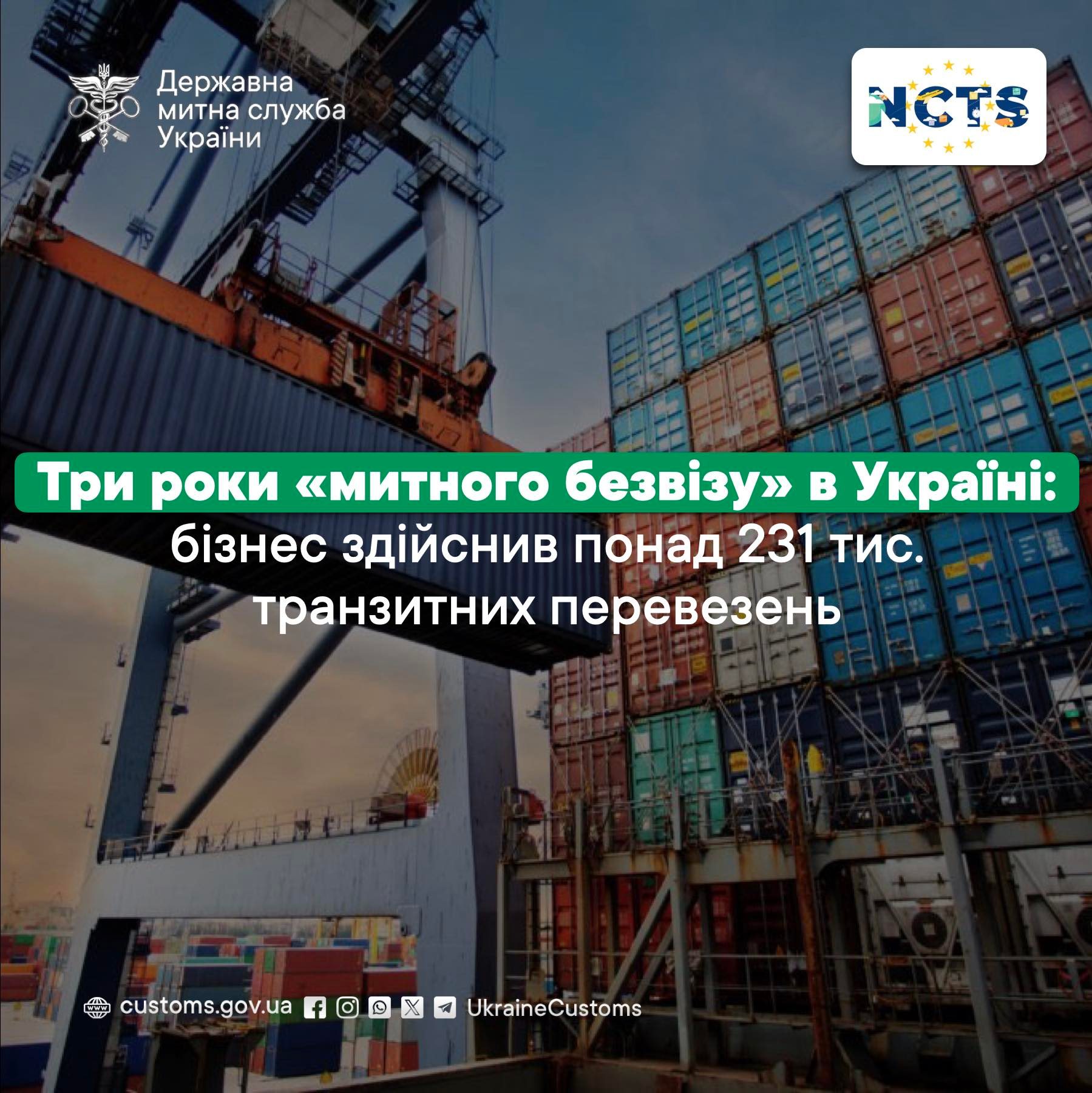 THREE YEARS OF "CUSTOMS VISA-FREE" IN UKRAINE: BUSINESS CARRIED OUT OVER 231 THOUSAND. TRANSIT TRANSPORTATIONS USING THE NCTS SYSTEM